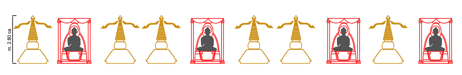 01 Upper_terrace_ _the_row_of_stupas_and_thrones_elevation_sketch_donatella_ebolese
